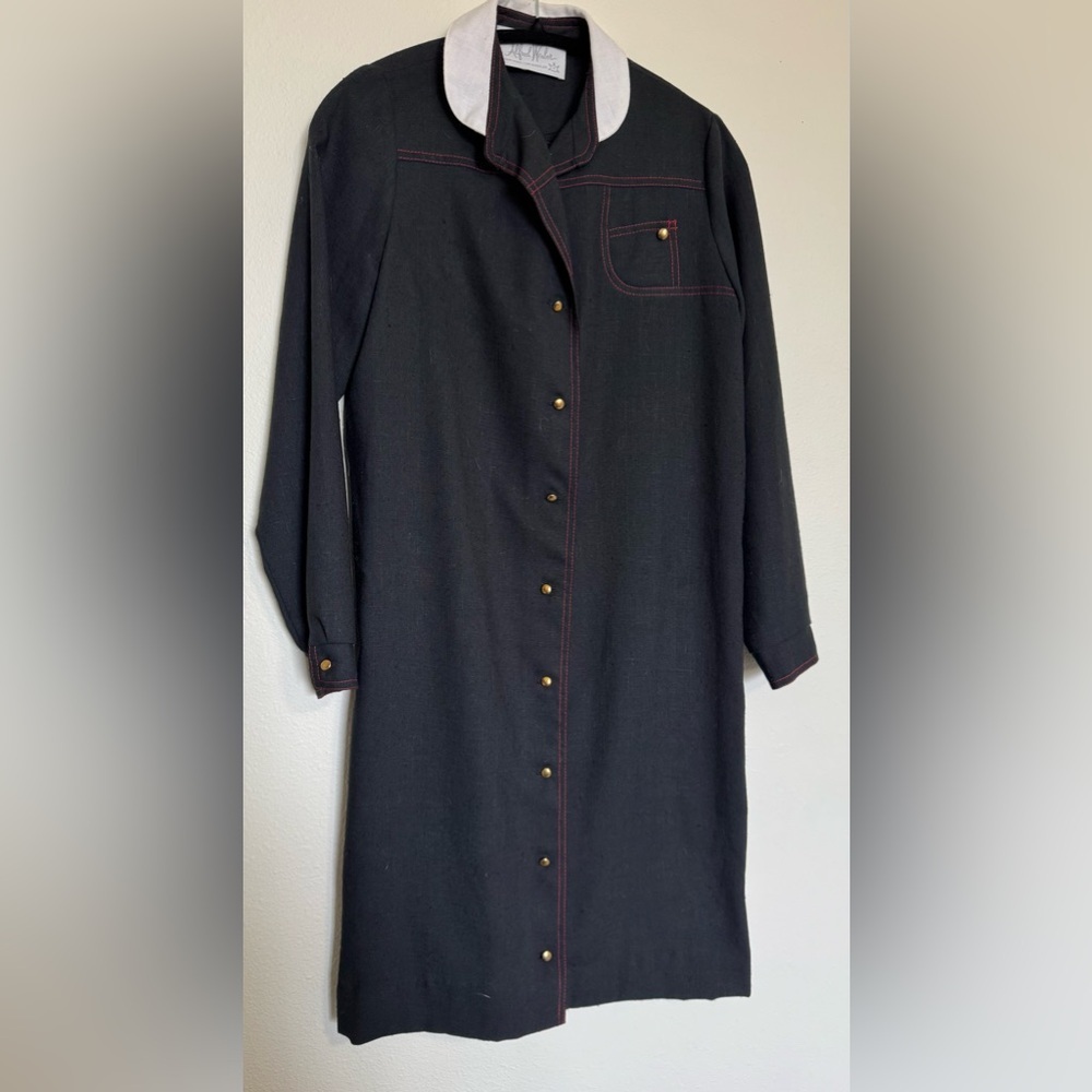 Alfred Werber vintage black button up dress size 10